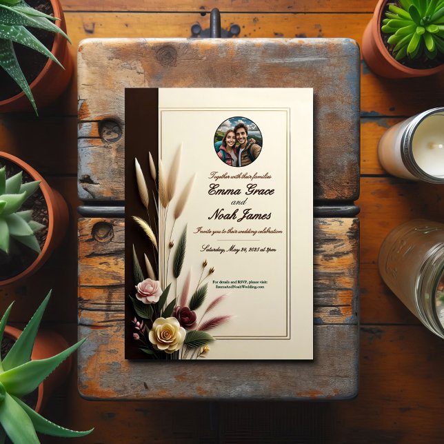 Elegant Rustic Floral Wedding Invitation (Creator Uploaded)