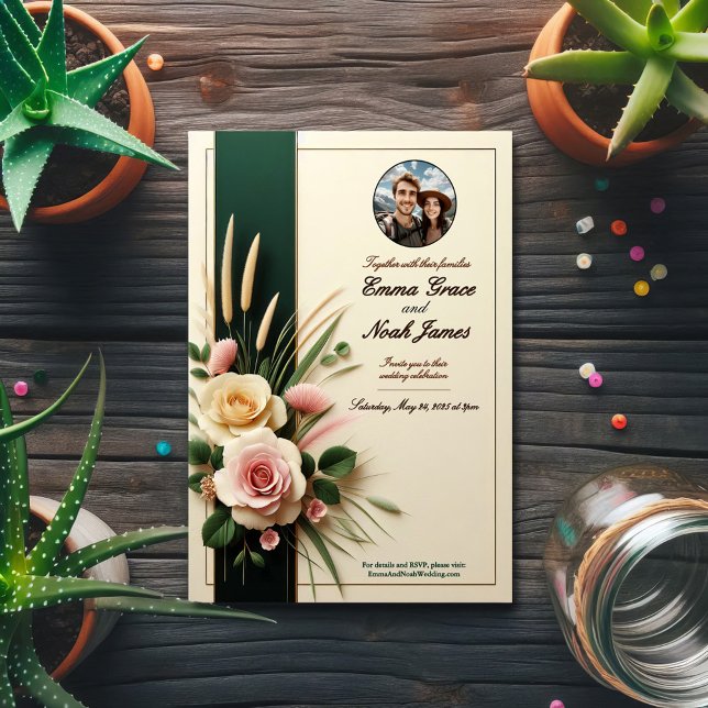Elegant Rustic Floral Wedding Invitation (Creator Uploaded)