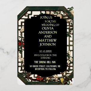 Elegant Rustic Floral Wedding Invitation Vintage