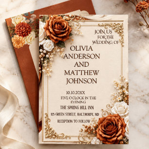 Elegant Rustic Floral Wedding Invitation Vintage