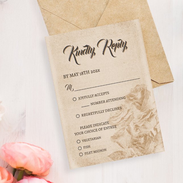 Elegant Rustic Floral Wedding RSVP Card Design (Elegant Rustic Floral Wedding RSVP Card Design)