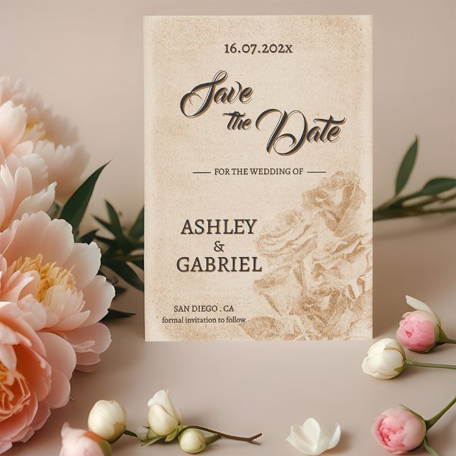 Elegant Rustic Floral Wedding Save The Date Design (Elegant Rustic Floral Wedding Save The Date Design)