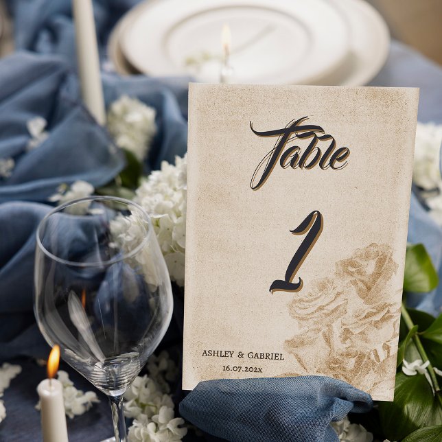 Elegant Rustic Floral Wedding Table Number Card (Elegant Rustic Floral Wedding Table Number Card)