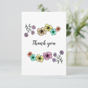 Elegant rustic floral wedding thank you card