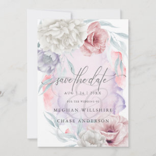 Elegant Rustic Flowers Dusty Rose Lilac  Invitatio Invitation