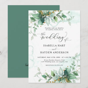 Elegant Rustic Foliage Greenery Leaves Wedding Invitation