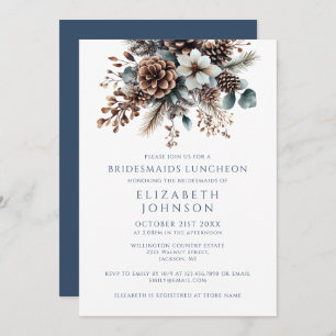 Elegant Rustic Forest Floral Bridesmaids Luncheon Invitation