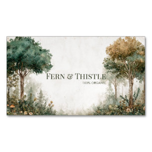 Elegant Rustic Forest Tree Gold Frame Magnetic Business Card