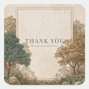 Elegant Rustic Forest Vintage Tree Gold Frame Square Sticker