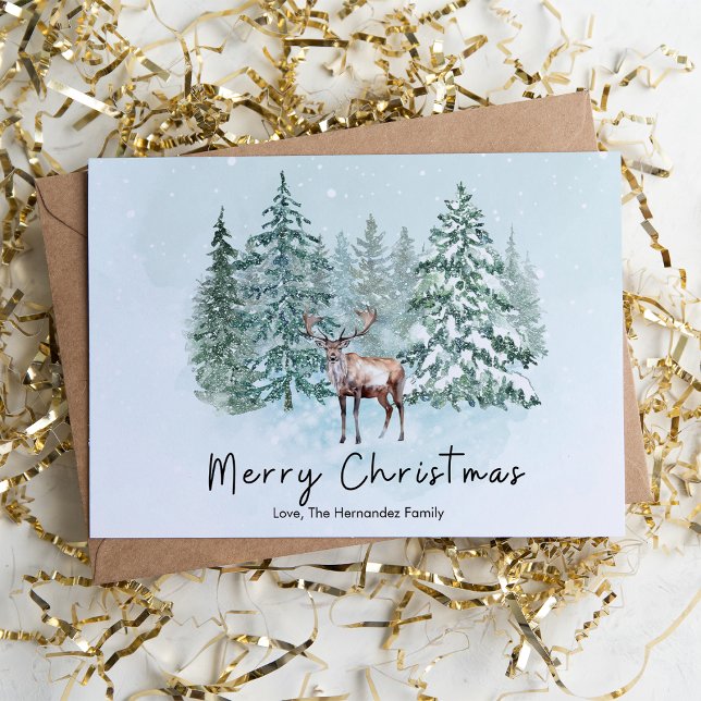 Elegant Rustic Forest Woodland Deer Holiday Card (Creator Uploaded)