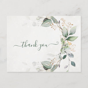 Elegant Rustic Gold Greenery Eucalyptus Modern Postcard