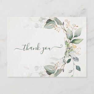 Elegant Rustic Gold Greenery Eucalyptus Modern Postcard