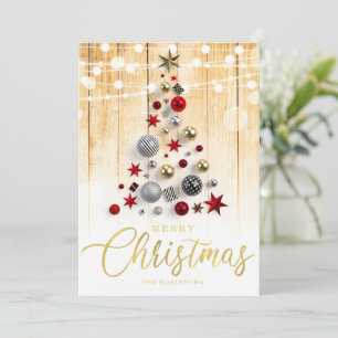 Elegant Rustic Gold Script Christmas Tree Invitation