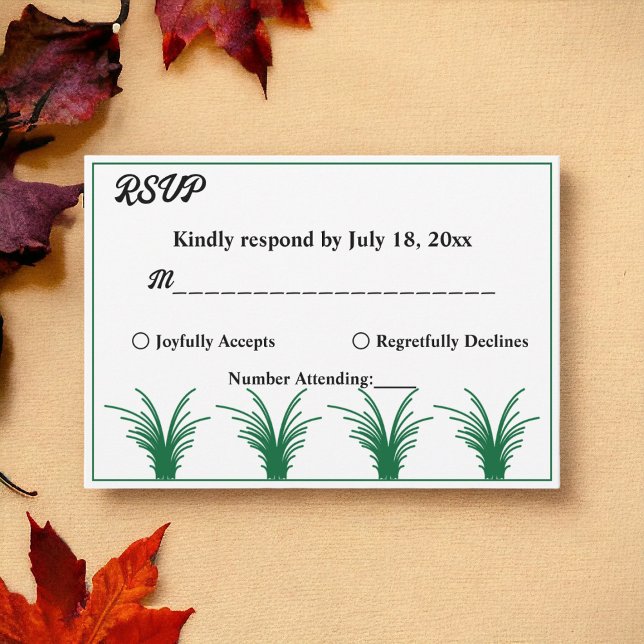 Elegant Rustic Green Grass Boho Frame Fall Wedding RSVP Card (Creator Uploaded)