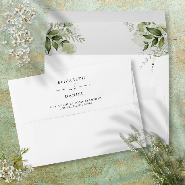 Elegant Rustic Greenery Floral Wedding Envelope (Elegant Rustic Greenery Floral Wedding Envelope)