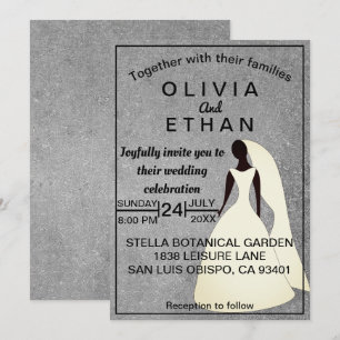Elegant Rustic Grey Concrete Bride Chic Wedding Invitation