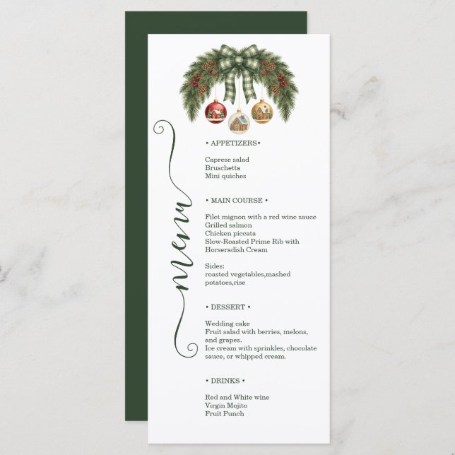 Elegant Rustic Holiday Weeding Menu (Front/Back)