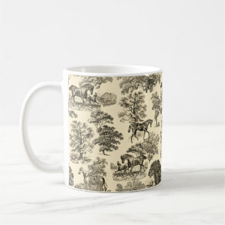 Elegant Rustic Horses Trees Beige Tan Toile  Coffee Mug