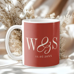 Elegant rustic initial wedding couples coffee mug