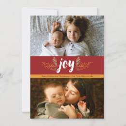 Elegant Rustic Joy Holiday 2-Photo Card