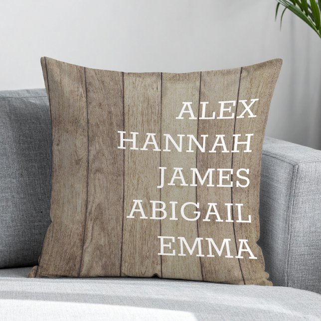 Elegant Rustic Kids Names Personalised Family Cushion (Creator Uploaded)