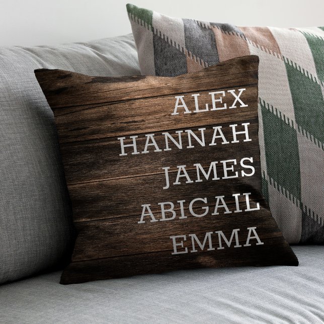 Elegant Rustic Kids Names Personalised Family  Cushion (Creator Uploaded)