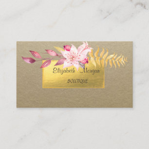 Elegant Rustic ,Kraft,Gold ,Flower Business Card
