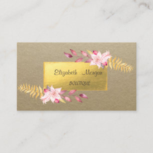 Elegant Rustic ,Kraft,Gold ,Flowers Business Card
