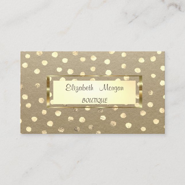 Elegant Rustic ,Kraft,Gold Frame,Confetti Business Card (Front)