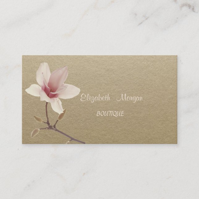 Elegant Rustic ,Kraft,Magnolia Business Card (Front)