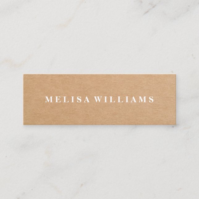 Elegant Rustic Kraft Mini Business Card (Front)