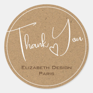 Elegant Rustic Kraft Paper Simple Thank You Labels