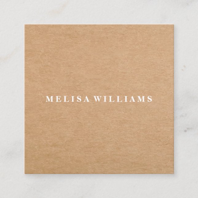 Elegant Rustic Kraft Square Business Card (Front)