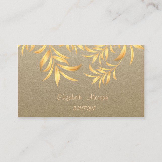 Elegant Rustic ,Kraft, Tree Leaf Business Card (Front)