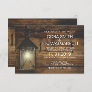 Elegant Rustic Lantern Lights Wedding Card