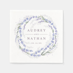 Elegant Rustic Lavender Wreath Wedding Napkin