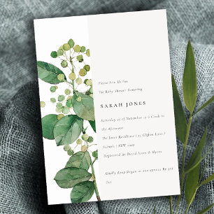 Elegant Rustic Leafy Foliage Greenery Baby Shower Invitation