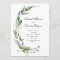 Elegant Rustic Leaves Greenery Bridal Shower