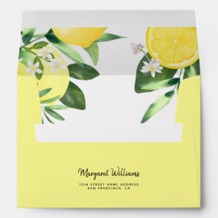 Elegant Rustic Lemon Bridal Shower Wedding Envelope