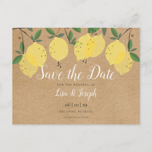 Elegant Rustic Lemons Save the Date Announcement Postcard