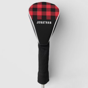 Elegant Rustic Masculine Black Red Buffalo Plaid Golf Head Cover