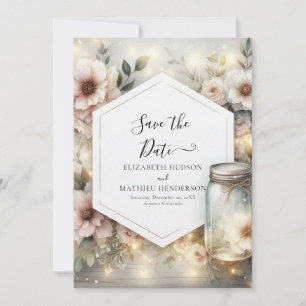 Elegant Rustic Mason Jar Wedding Save The Date