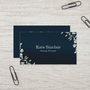 Elegant Rustic Minimal Greenery Massage Therapist Business Card