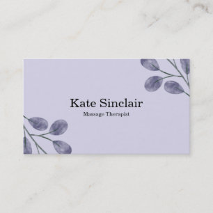 Elegant Rustic Minimal Greenery Massage Therapist Business Card