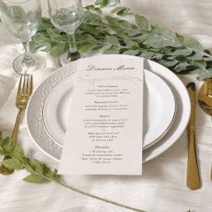 Elegant Rustic Minimalist Botanical Wedding Menu