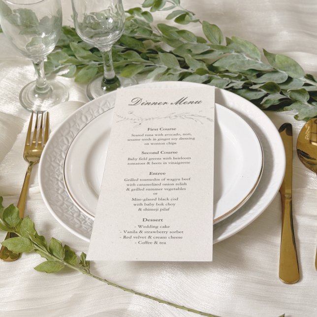 Elegant Rustic Minimalist Botanical Wedding Menu (Creator Uploaded)