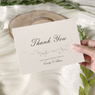 Elegant Rustic Minimalist Botanical Wedding Thank You Card