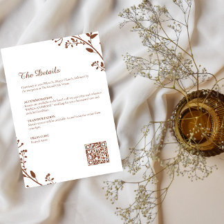 Elegant Rustic Minimalist Wedding Details Card