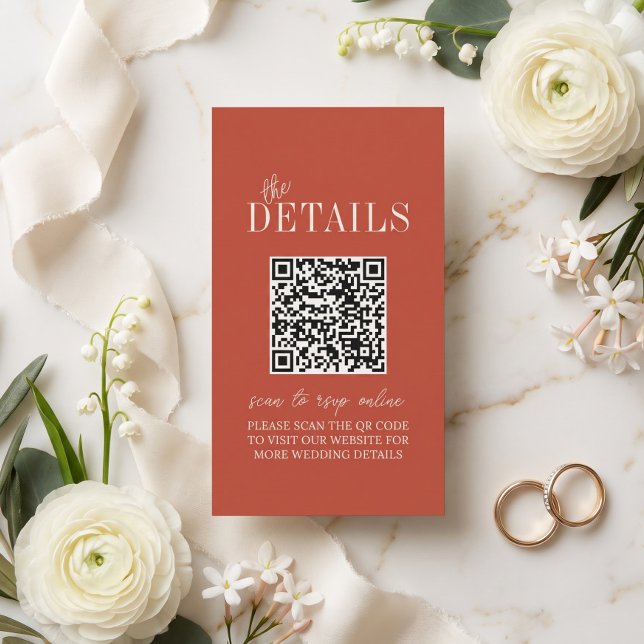 Elegant Rustic Minimalist Wedding Qr Code Enclosure Card (Creator Uploaded)