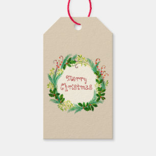 Elegant Rustic Modern Green Taupe Merry Christmas Gift Tags